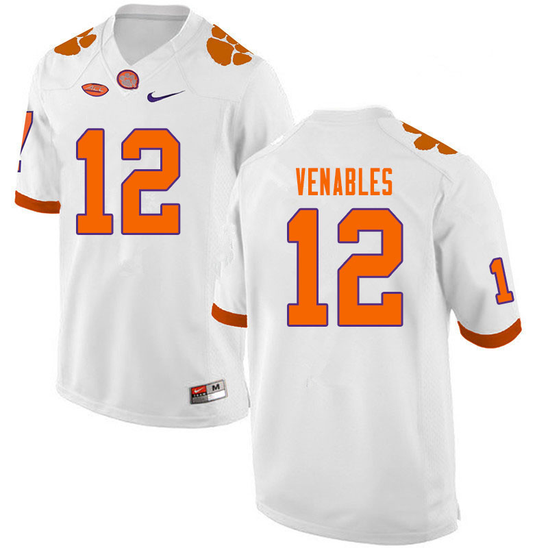 Men #12 Tyler Venables Clemson Tigers College Football Jerseys Sale-White - Click Image to Close